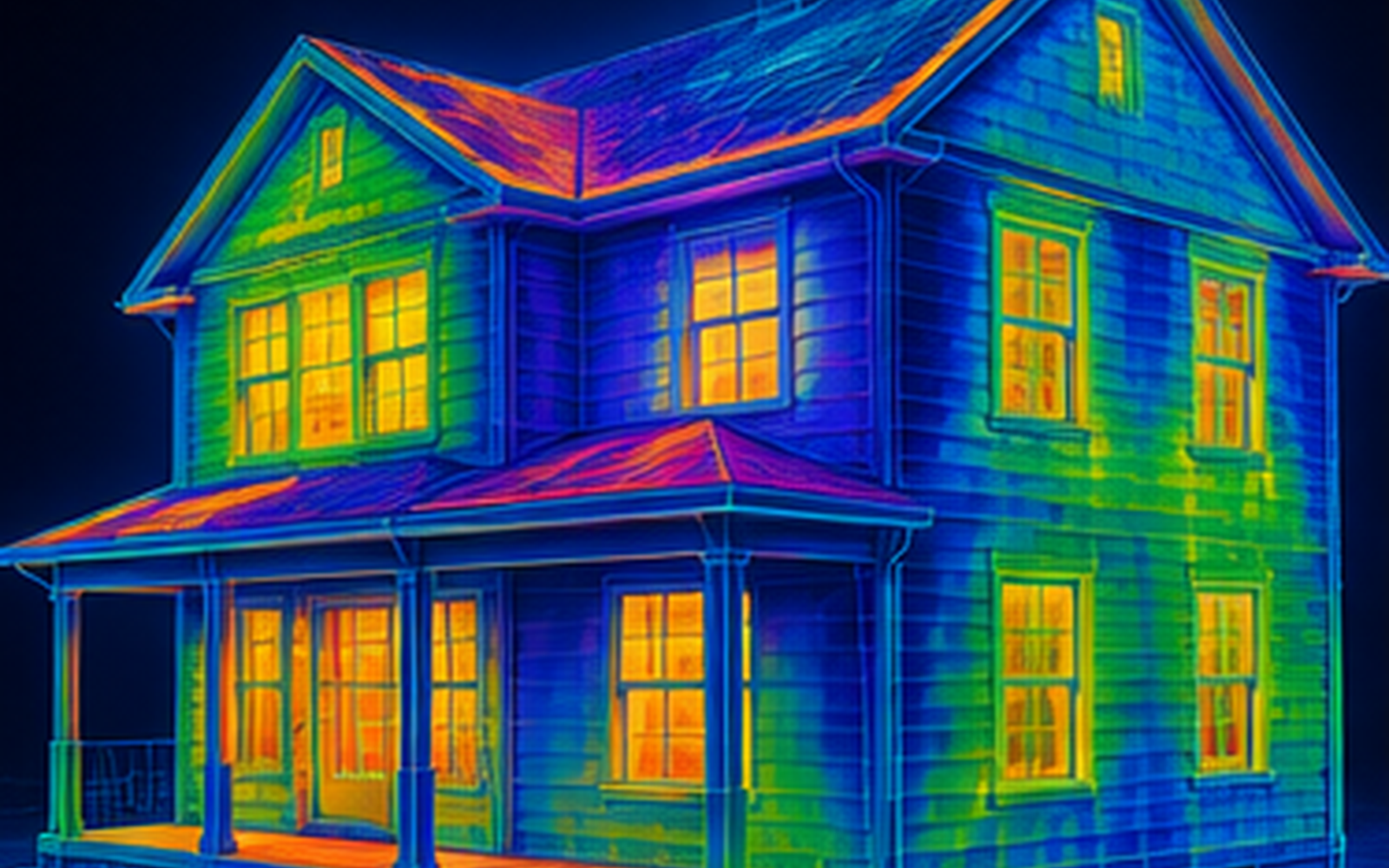 Thermal house diagram with air leakage callouts